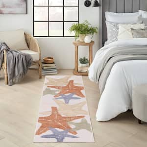 Aloha Ivory Multicolor 2 ft. x 6 ft. Nature-inspired Contemporary Indoor/Outdoor Area Rug