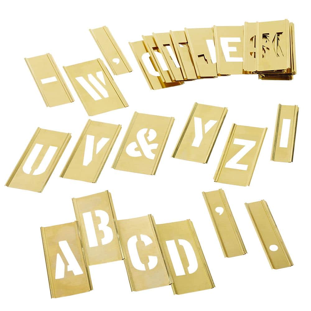 Brass Interlocking Letter and Number Stencils, 45 Piece Signs, SKU: ST-2007