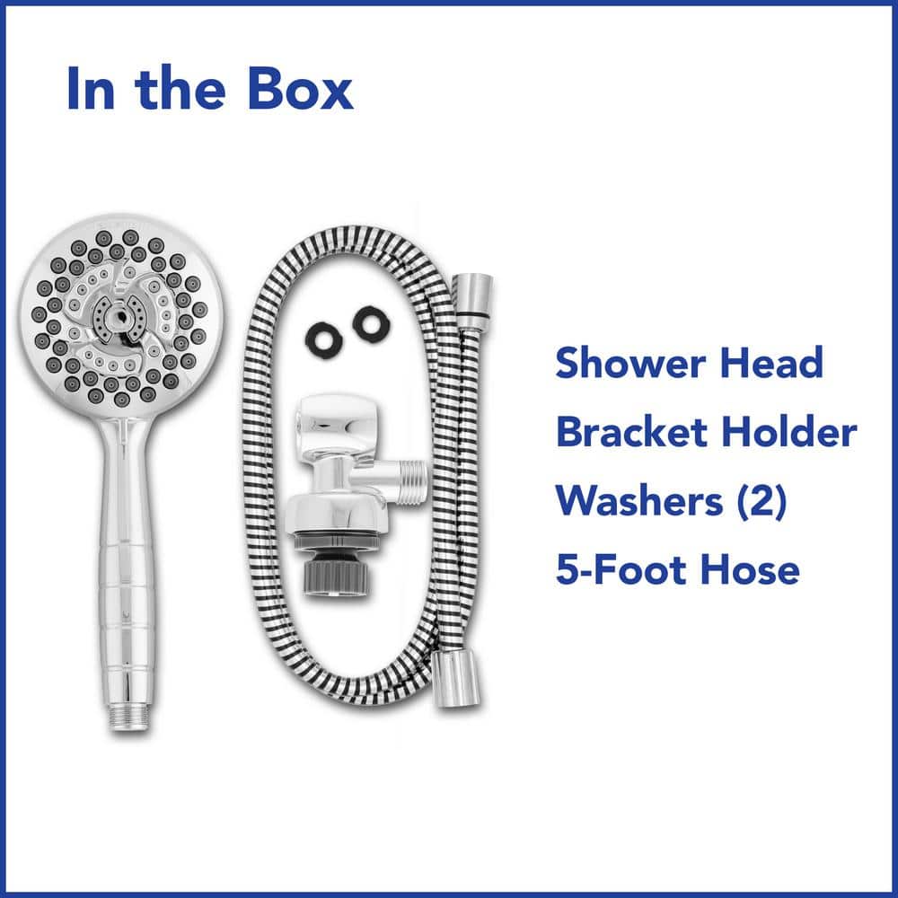 Chrome Handheld Wall Mounted Shower Head with Pulse Massage