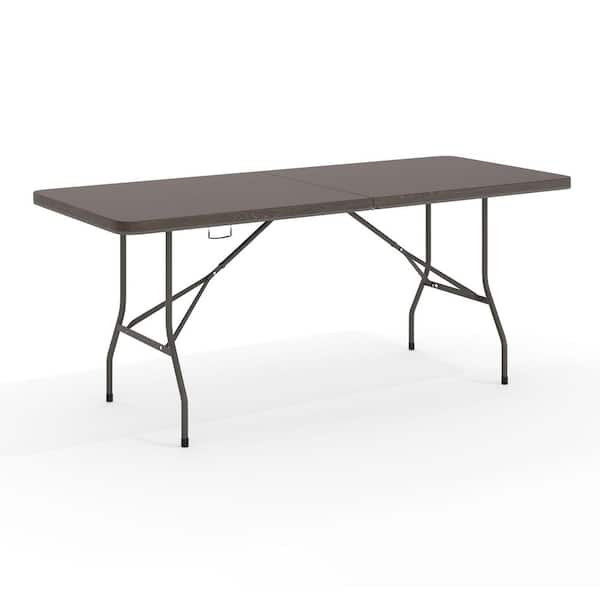 Carnegy Avenue 72 in. Brown Plastic Tabletop Metal Frame Folding Table