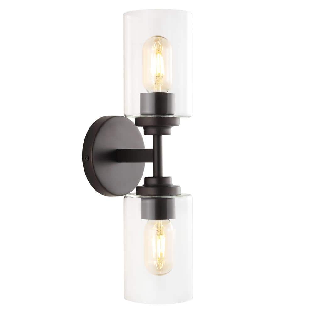 Giles 16" Oil Rubbed Bronze Cylinder Vanity Light with Clear Glass
