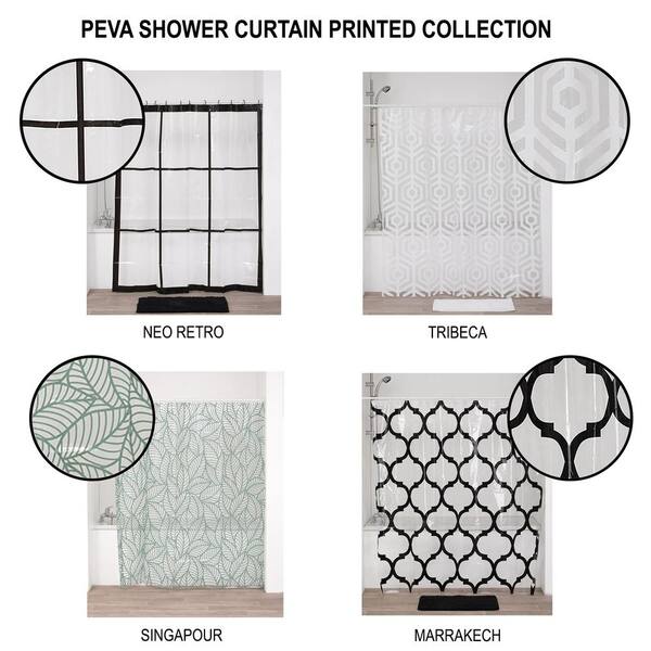 Transparent 71 in. W x 71 in. L PEVA Shower Curtain Green Leaf Design  1108723 - The Home Depot