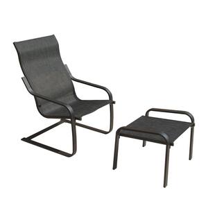 2-Piece Metal Patio Conversation Set C Spring Motion Chair with Ottoman and Quick Dry Textile (1 Chair and 1 Ottoman)