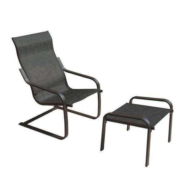 Zeus & Ruta 2-Piece Metal Patio Conversation Set C Spring Motion Chair with Ottoman and Quick Dry Textile (1 Chair and 1 Ottoman)