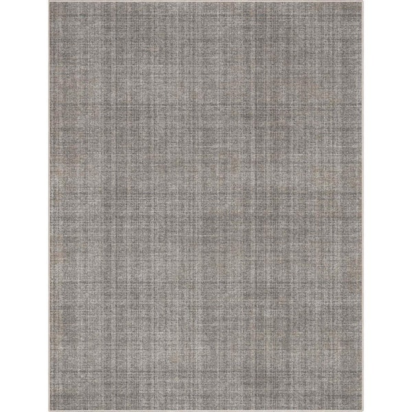 Beige Anthracite 7 ft. 7 in. x 9 ft. 10 in. Flat-Weave Abstract Burst Retro Plaid Area Rug