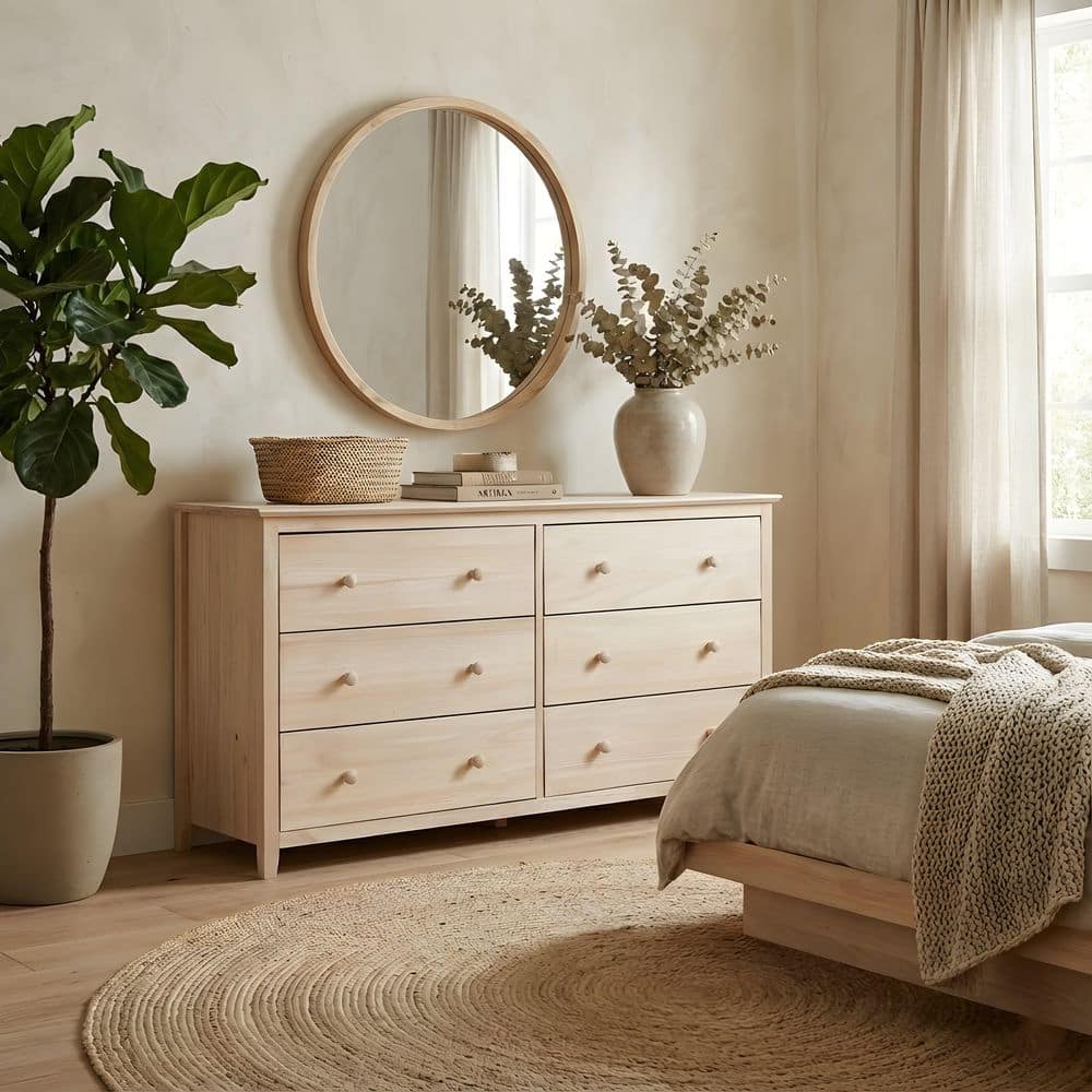 light wood dresser with black hardware Rattan & Wood Dressers Light Oak (Set of 2) main image 1