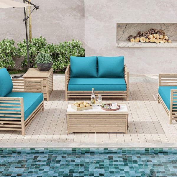 46 in. x 26 in. Outdoor Patio Replacement Loveseat Cushion Set with Backrest Lake