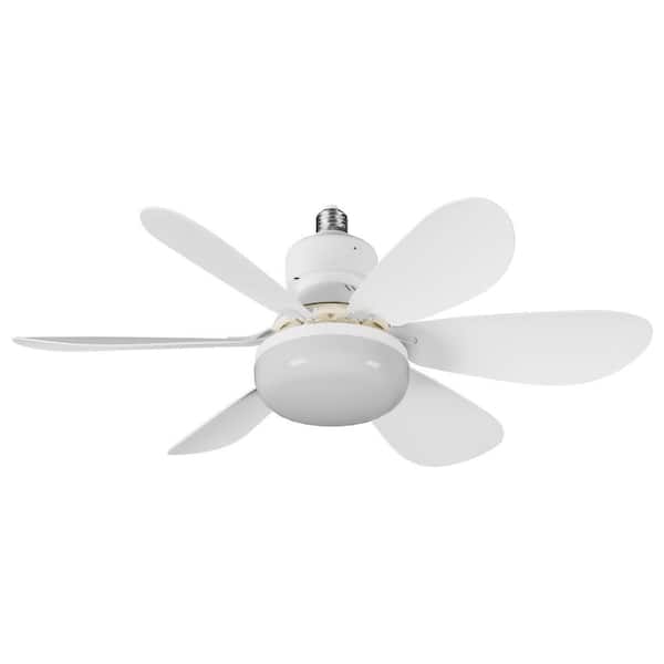 COPY 0 Socket Ceiling Fan Light 1.71 ft./20.47 in. Indoor White Ceiling Fan Light with LED Light Remote, E26 Spiral Sock