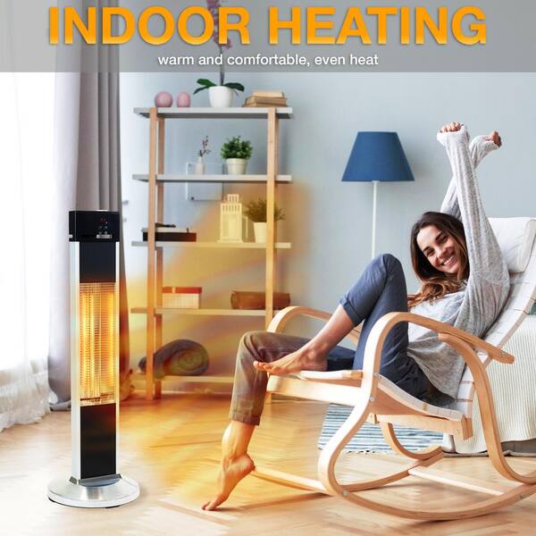 EdenBranch 1500-Watt Freestanding Carbon Fiber Patio Heater with Remote  141016 - The Home Depot