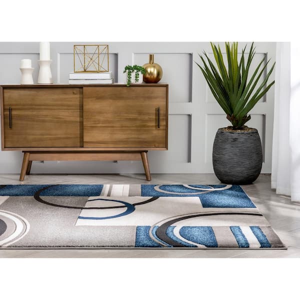 Pyramid Decor Area Rugs for Clearance Navy Modern Geometric Design - 2'3 x  4'7 - Bed Bath & Beyond - 24087700