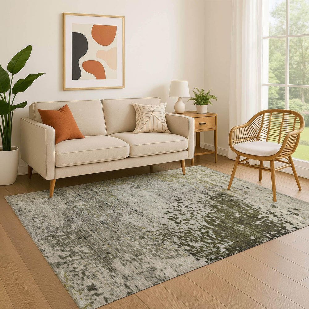 Mayfield Premium Machine Washable Abstract AMF1737 Graphite 9 ft. x 12 ft. Area Rug price history on PriceWatchPro