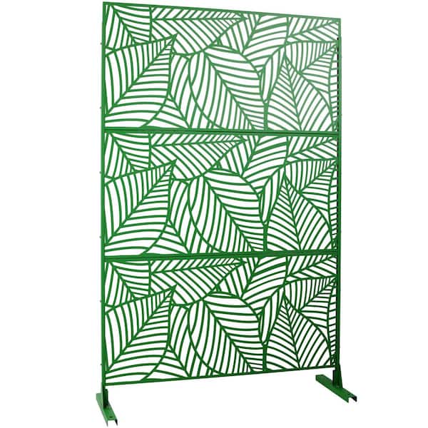 76 in. Decorative Outdoor Decor Privacy Fence Screen Metal Fence Panels, Indoor Room Space Divider Privacy Screen, Green