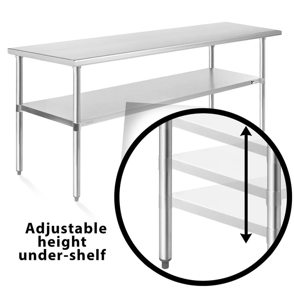 Gridmann Pro 60" x 30" Stainless Steel Commercial Prep Table with Shelf