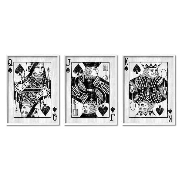 The Stupell Home Decor Collection Queen Jack King Spade Cards Design By Lil' Rue 3 Piece Framed People Art Print 14 in. x 11 in.