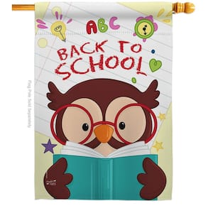 28 in. x 40 in. Owl Back to School House Flag Double-Sided Readable Both Sides Education Back to School Decorative