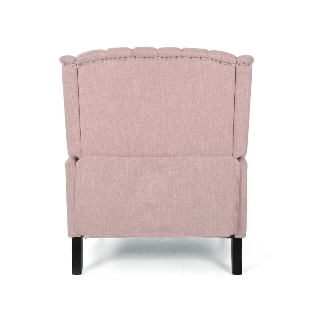 Elegant Oversized Pink Fabric Wingback Recliner Chair