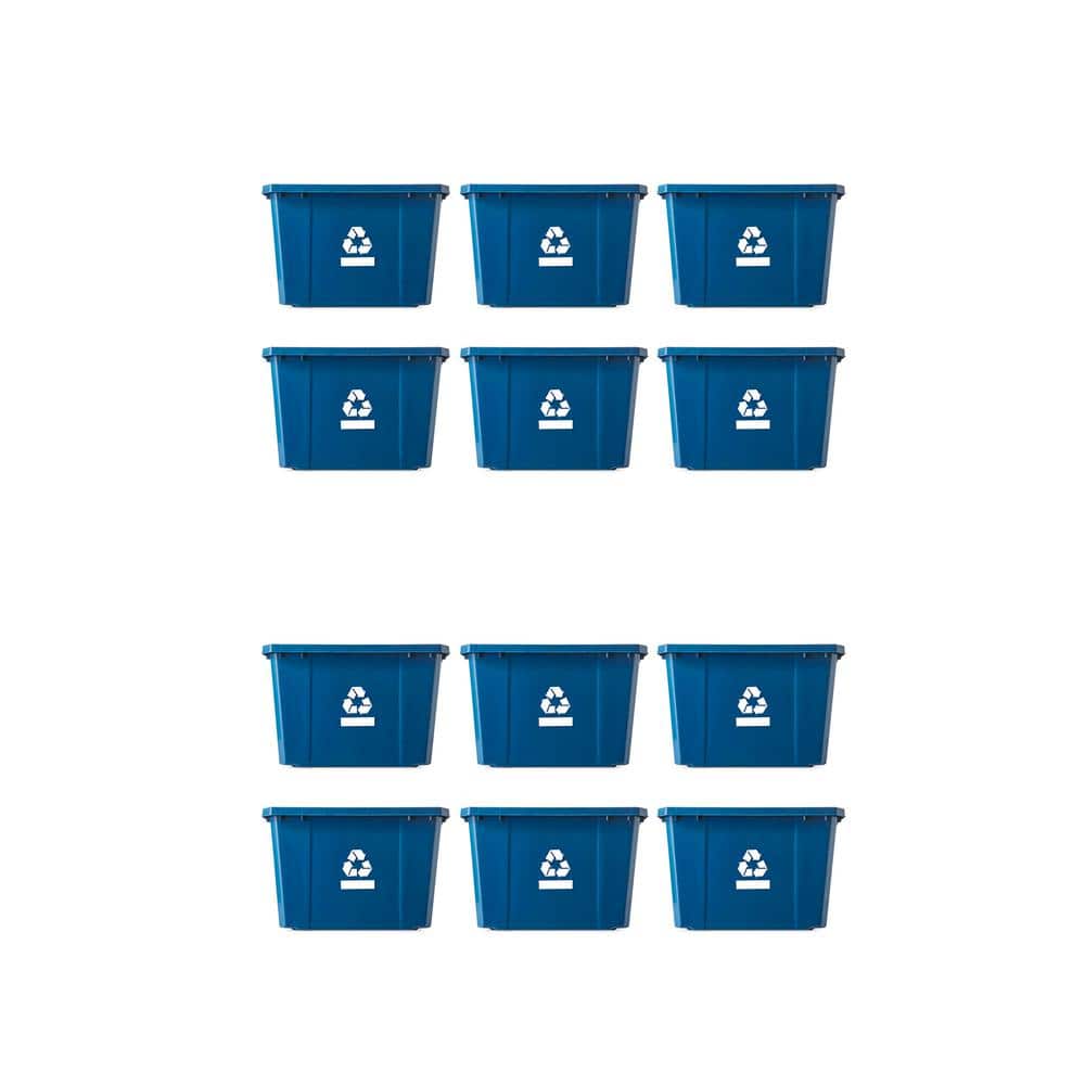GRACIOUS LIVING 17 Gal. Blue MediumSize Plastic Home Recycling Bin (12Pack) 12 x 160156C