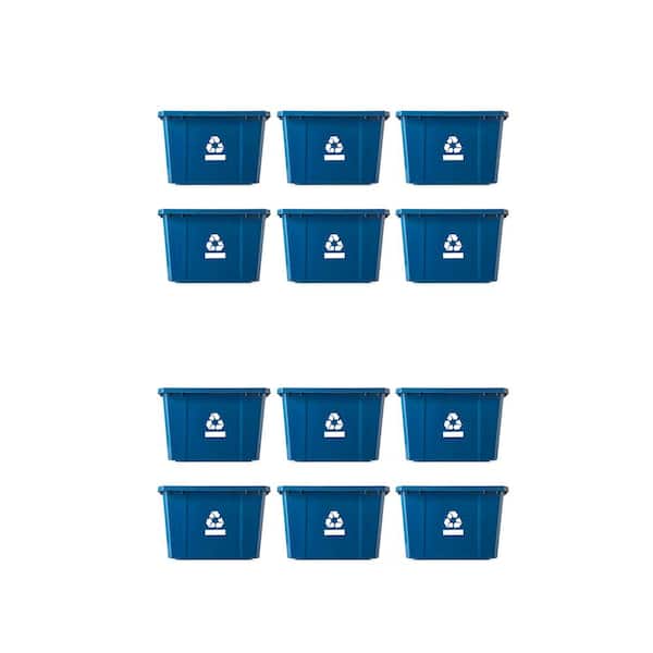 GRACIOUS LIVING 17 Gal. Blue Medium-Size Plastic Home Recycling Bin (12-Pack)