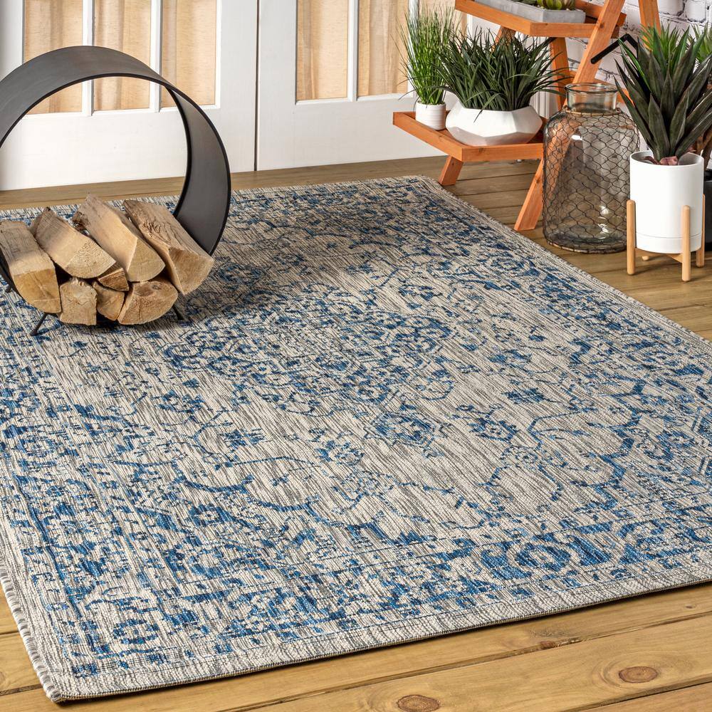 Rozetta Boho Medallion Gray Synthetic 3x5 Indoor/Outdoor Rug