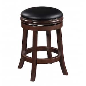 20 in. Brown and Black Backless Wood Frame Counter stool with Faux Leather Seat
