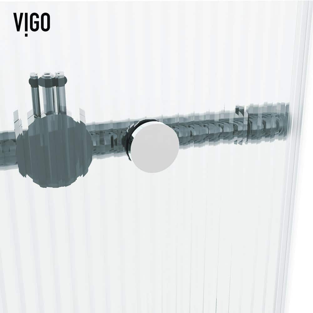 Elan 72" Frameless Sliding Shower Door with Fluted Glass and Black Hardware