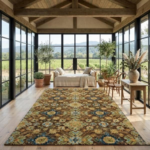 Jackson 2 x 3 Brown Traditional Pattern Area Rug for High Traffic Living Room Dining Room Bedroom