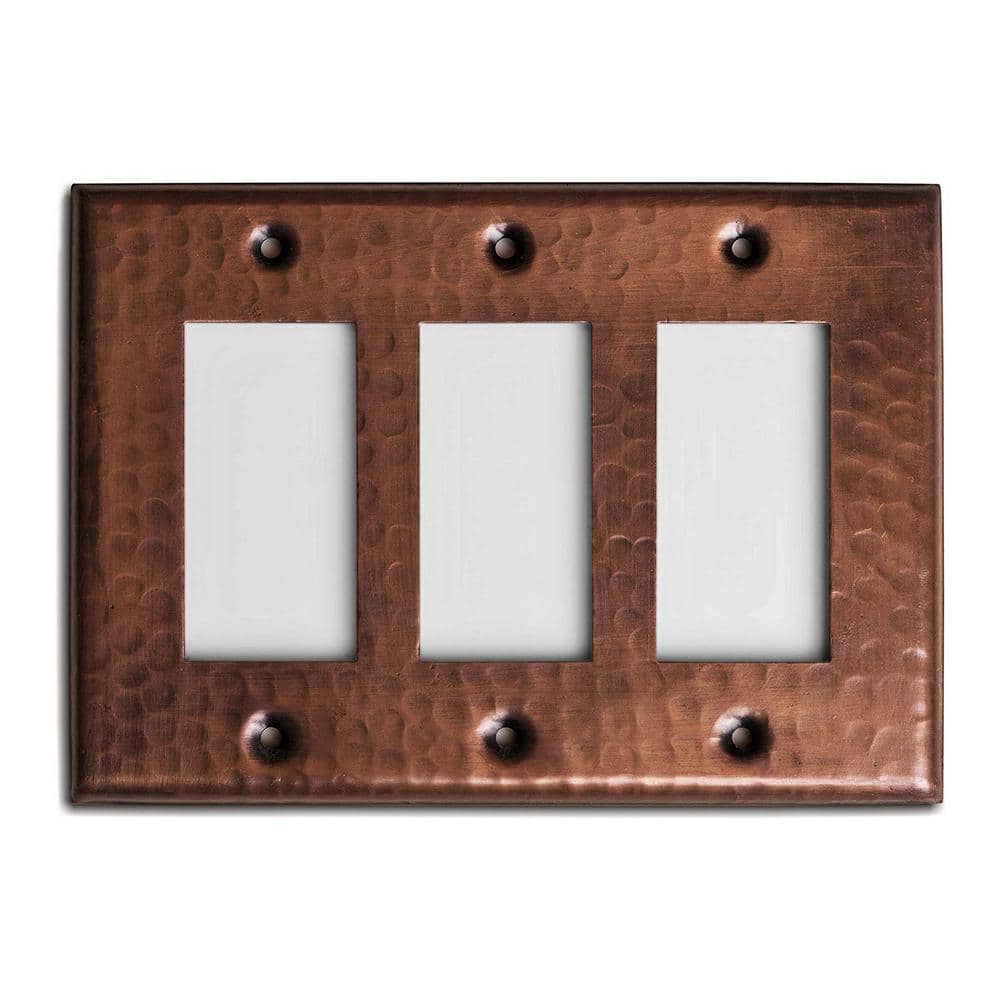 Hand Hammered Copper Triple Rocker Wall Plate