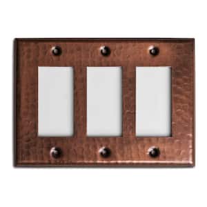 Pure Copper Hand Hammered Triple Rocker Wall Plate