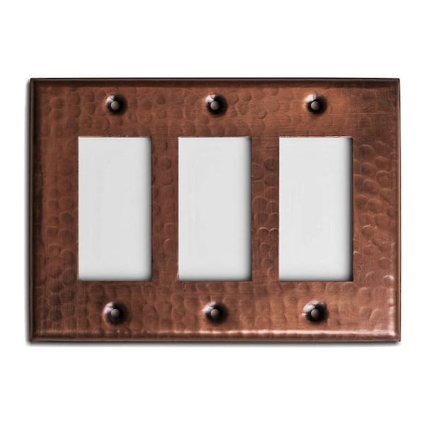 Monarch Abode Pure Copper Hand Hammered Triple Rocker Wall Plate