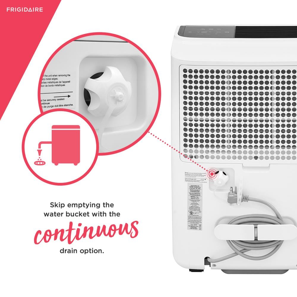Frigidaire 60-Pint High Humidity Portable Dehumidifier with Washable Filter - White