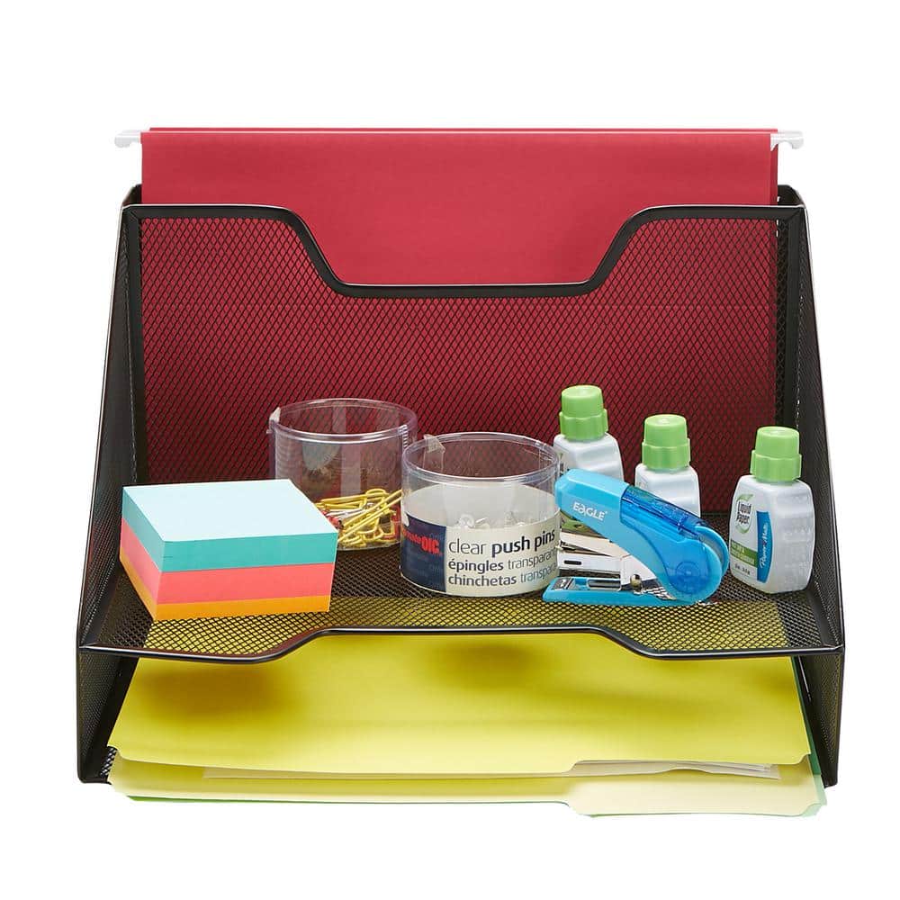 Mind Reader 3 Section Mesh Desk File Organizer, Document Letter Tray
