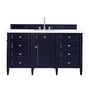 Brittany 60 in. W x 23.5 in.D x 34 in. H Single Bath Vanity in Victory Blue with Quartz Top in Eternal Jasmine Pearl