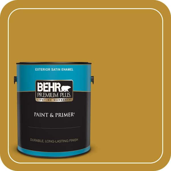 BEHR PREMIUM PLUS 1 gal. #360D-7 Brown Mustard Satin Enamel Exterior Paint & Primer