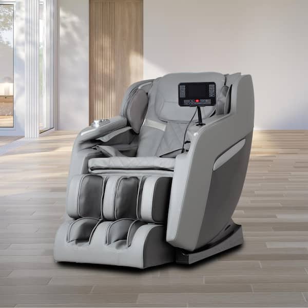 Regal Series Gray Faux Leather Reclining 2D Massage Chair with 8 Massage Chair Rollers and 2-Stage Zero Gravity