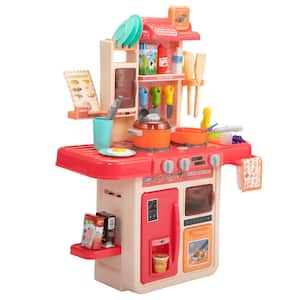 Kids Cooking Playset 42-Pieces Toy Accessories Set, Kitchen Toy Cookware with Real Sounds and Light for Kids