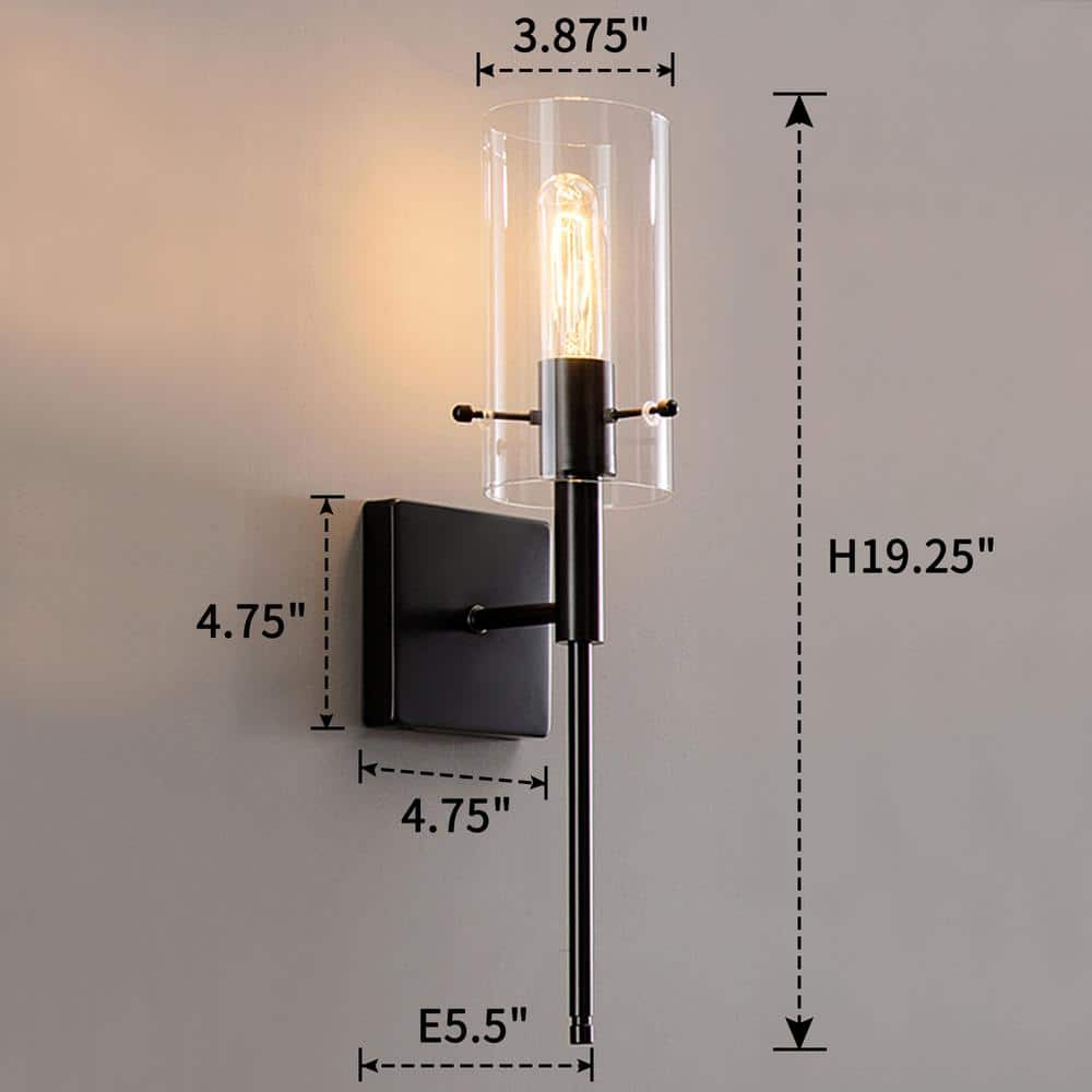Kyrid Bronze Finish Slim Wall Sconce Set of 2 with Hand-Blown Glass