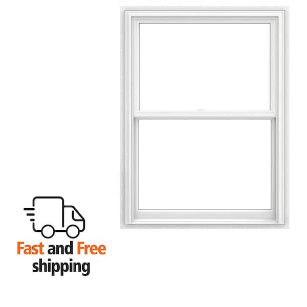 V-2500 Series 35.5 in. x 60 in. Double Pane Double Hung Vinyl Low-E White Nail Fin Frame New Construction Window