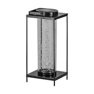 Solar 5.3 in. W x 11.22 in. H Black Outdoor Table Lamp with Clear Plastic Shade