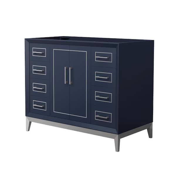 Wyndham Collection Marlena 41.75 in. W x 21.75 in. D x 34.5 in. H Single Bath Vanity Cabinet without Top in Dark Blue