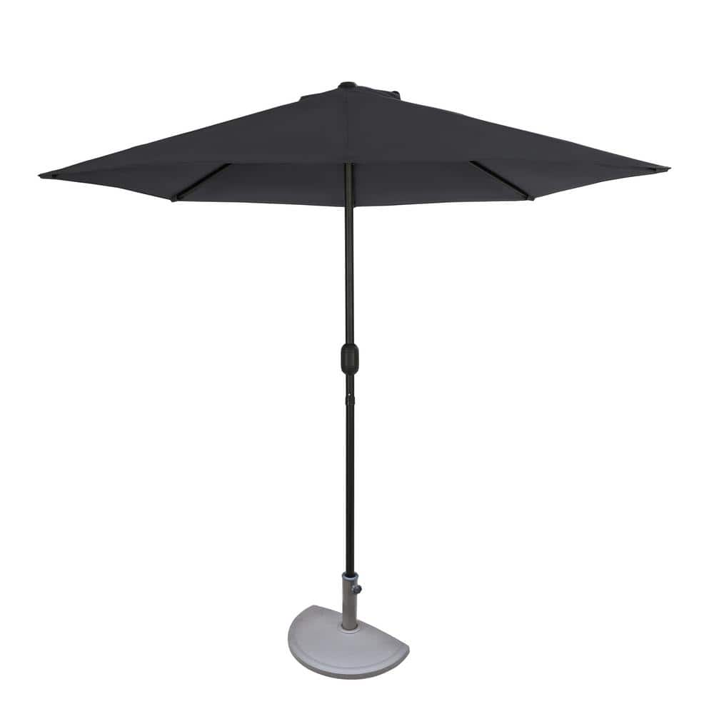 Lanai 9-Ft Slate Gray Half Patio Umbrella with Polyester Canopy