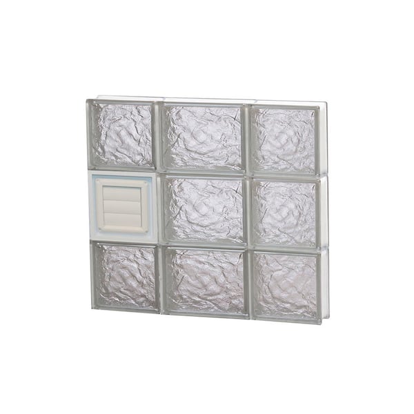 Clearly Secure 19.25 in. x 17.25 in. x 3.125 in. Frameless Ice Pattern Glass Block Window with Dryer Vent