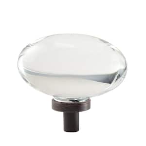 Glacio 1-3/4 in. (44mm) Modern Clear/Oil-Rubbed Bronze Oval Cabinet Knob
