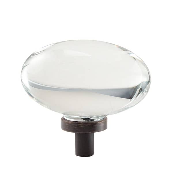 Amerock Glacio 1-3/4 in. (44mm) Modern Clear/Oil-Rubbed Bronze Oval Cabinet Knob
