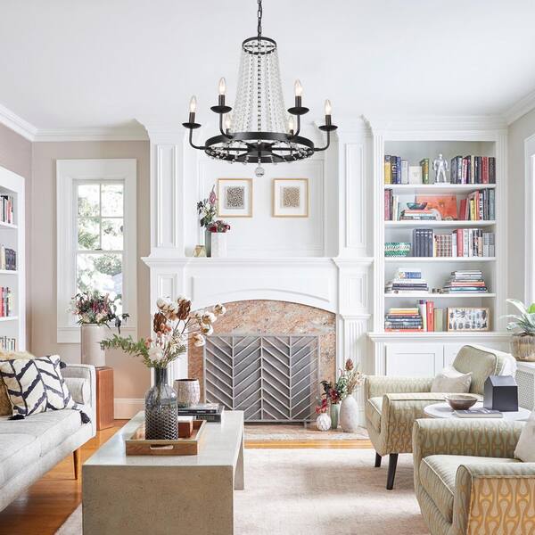 ADSENSTY 6-Light Black Empire Glam Chandelier with Clear