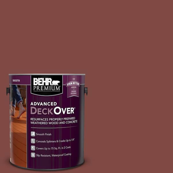 BEHR Premium Advanced DeckOver 1 gal. #SC-112 Barn Red Smooth Solid Color Exterior Wood and Concrete Coating