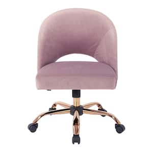 Lula Office Chair in Mauve Fabric with Rose Gold Base