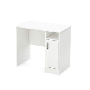 33.8 in. Rectangular Pure White Computer Desks with Storage Door