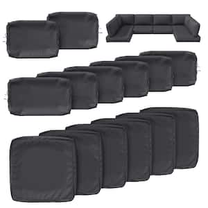14-Piece Outdoor Patio Cushion Cover, UV and Waterproof Replacement Slipcovers Grey ( No Insert )