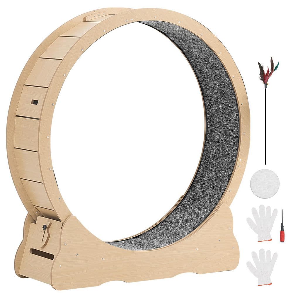 Cat Exercise Wheel, 48 in. Wooden Cat Running Wheel for Indoor Cats up to 28 lbs., Cats Treadmill, Furniture Cover price history on PriceWatchPro