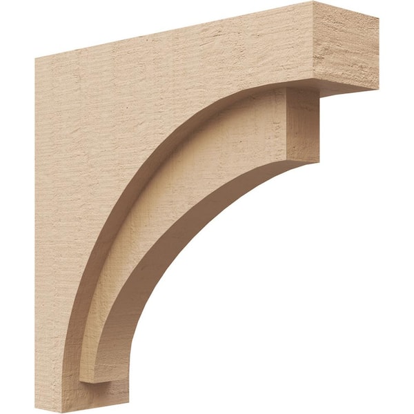 Ekena Millwork 4 in. x 16 in. x 16 in. Thin Rivera Rough Cedar Woodgrain TimberThane Corbel, Primed Tan
